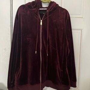 White Mark Burgundy Velour Jacket & Pants Set